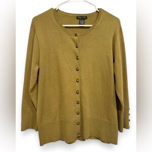 Women's Audrey & Grace Olive Green Cardigan‎ Sweater Large Gold Hardware Classic